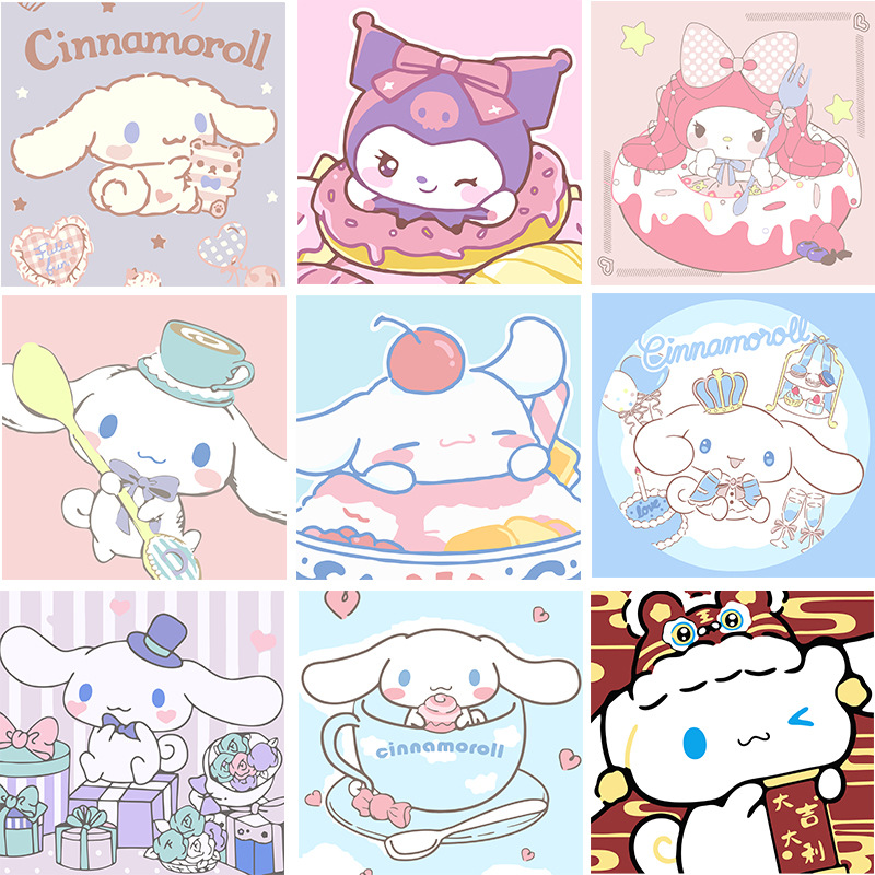 Sanrio Digital Oil Painting 30*30 Kidsren's Hand-Filled Cross-Border Export Bedroom Living Room Cartoon Decorative Painting