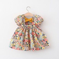 1406 Children's Clothing Wholesale: Summer Kids' Dress, Pastoral-Style Princess Gown with Crossed Ribbon Design on the Back