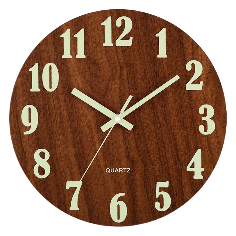12 pulgadas 30cm luminoso digital simple reloj de madera hogar sala de estar decoración reloj mudo Reloj de pared al por mayor