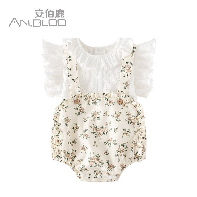 ベビー服、子供用夏用オーバーオールスーツ、女の赤ちゃんジャンプスーツ、夏用新生児、かわいくてスタイリッシュなハーレム服|undefined