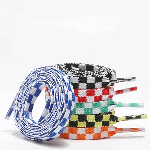"Track Chessboard" 8mm Creative Two-color Polyester Flat Shoe Adaptable Canvas Board Shoes White Shoes High Top Shoes