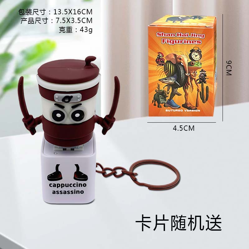 Tazas de té pulsadas en cajas de colores de asesinos