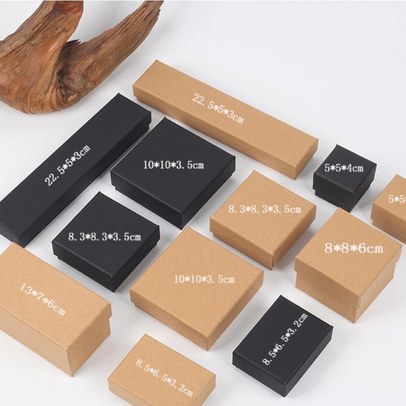 厂家现货复古牛皮纸饰品盒  项链盒  珠宝首饰盒  黑色饰品包装盒