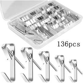 136 件挂钩5 种尺寸图片悬挂套件包括 10/20/30/50/100挂钩带钉子