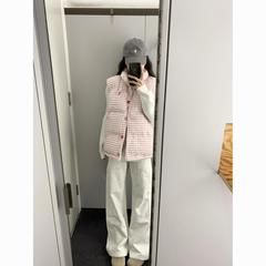 美式格纹棉马甲女双面穿加厚韩版网红ins2025秋冬新款学生坎肩外T