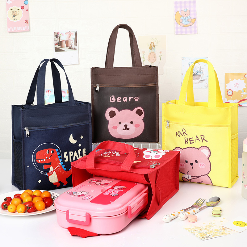 Portable Waterproof Lunch Bag, Large Size, Portable, Cute Cartoon Canvas Lunch Bag, Lunch Box Bag for Primary School Students Portable Waterproof Lunch Bag, Large Size, Portable, Cute Cartoon Canvas Lunch Bag, Lunch Box Bag for Primary School Students