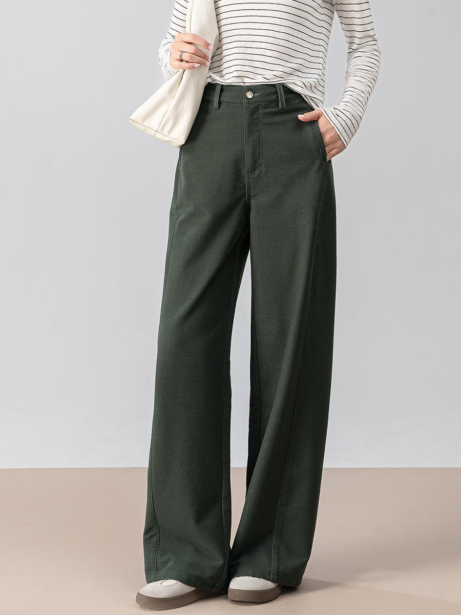Quần ống rộng nữ dáng suông chất Tencel cotton dệt kim mềm mại — màu xanh ngọc
