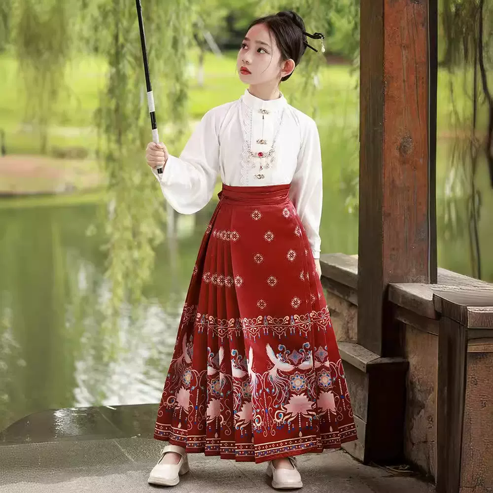儿童马面裙女童秋冬款中国风套装小女孩明制唐装国风童装女大童