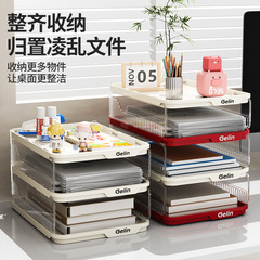 多巴胺透明可视文件架桌面收纳柜文件收纳整理文具办公室A4纸懒人