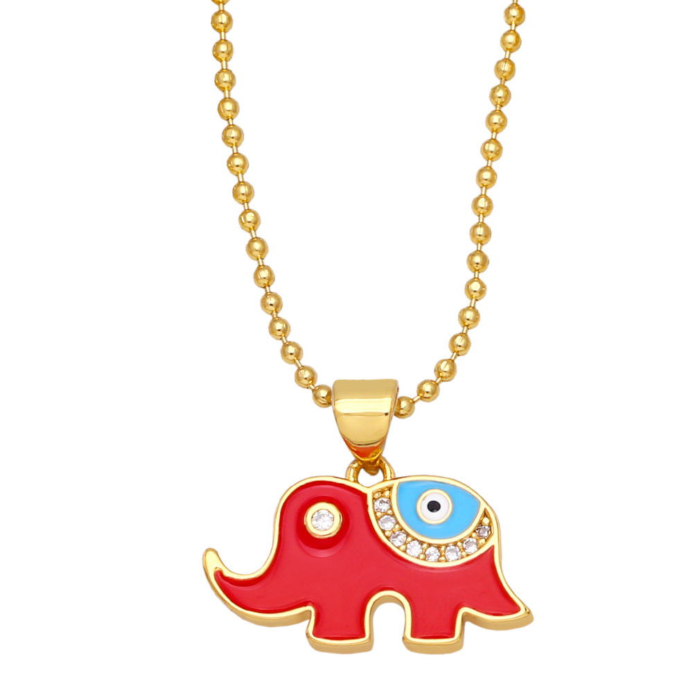 Fashion Eye Elephant Copper Necklace Inlay Zircon Copper Necklaces