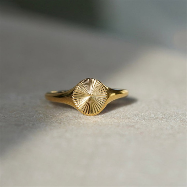 304 Stainless Steel Material Geometric Pattern PVD Coated 14K Gold Real Gold Plated Geometric Stainless Steel Fashion Waterproof Non Tarnish Rings