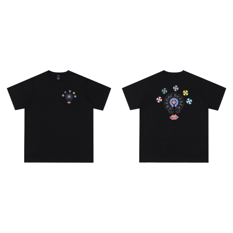 クローバーTシャツのクロスボーダーハイバージョン、ゆったりとしたトレンディなクローバークロスプリント、男女カップル同じスタイルの半袖|undefined
