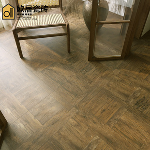 B&B Retro Wood Grain Brick Floor Tiles 800X800 French Living Room Imitation Wood Floor Tiles Bedroom Study Antique Tiles