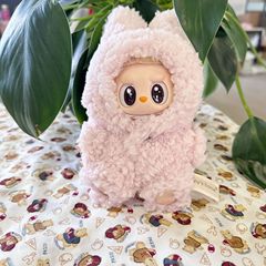 15CM Baby Clothing 17cm Blind Box Fabric Doll Clothes Generation 2 Sitting Pair with Pink Rabbit Romper Set Cute