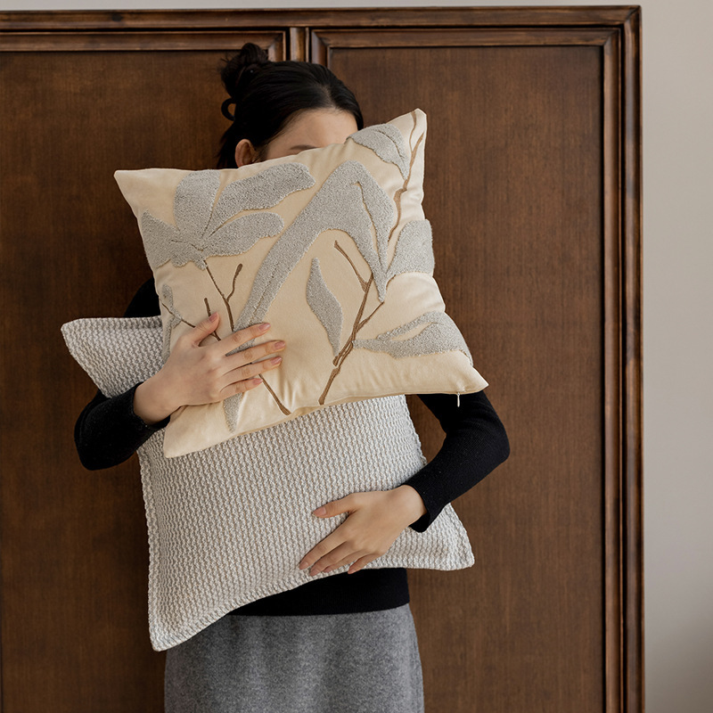 新中国式の竹の葉の刺繍は枕のクッションを抱いてカバーします。|undefined