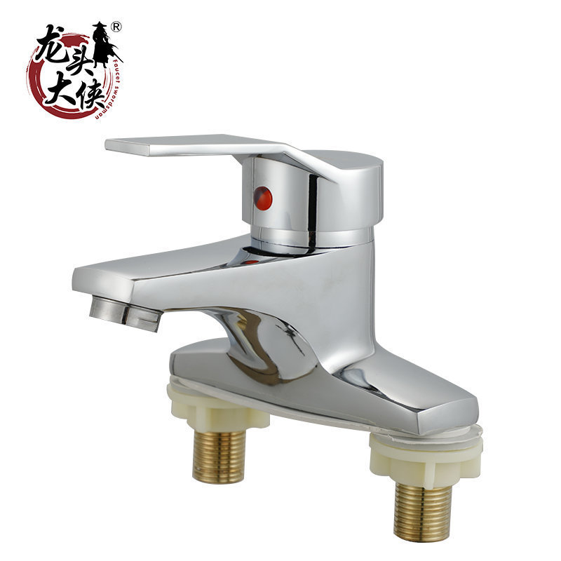 Copper basin faucet double hole three hole double switch cold and hot water wash basin kitchen sink faucet mixed water