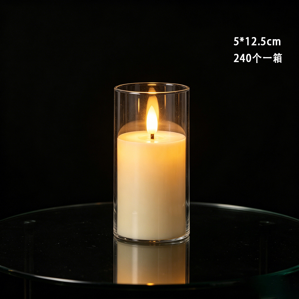 Vela acrílica popular de Amazon, vela electrónica LED transfronteriza con taza, ambiente de llama simulada parpadeante.