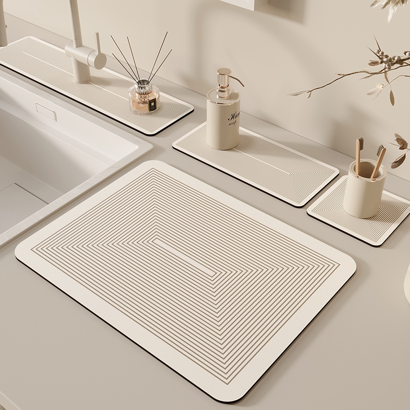 Sink Absorbent Mat Diatom Mud Kitchen Countertop Drain Mat Anti-Scalding Quick-Drying Mat Washstand Sink Storage Mat