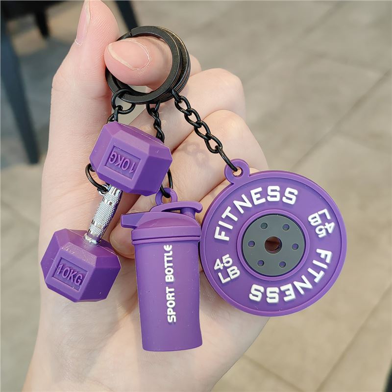 Llavero de fitness barra colgante deportivo creativo mancuerna mochila escolar periférica deportes taza de agua colgante regalo para hombres y mujeres