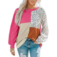Q 83774 Color block leopard knit long sleeve ײɫ������֯��