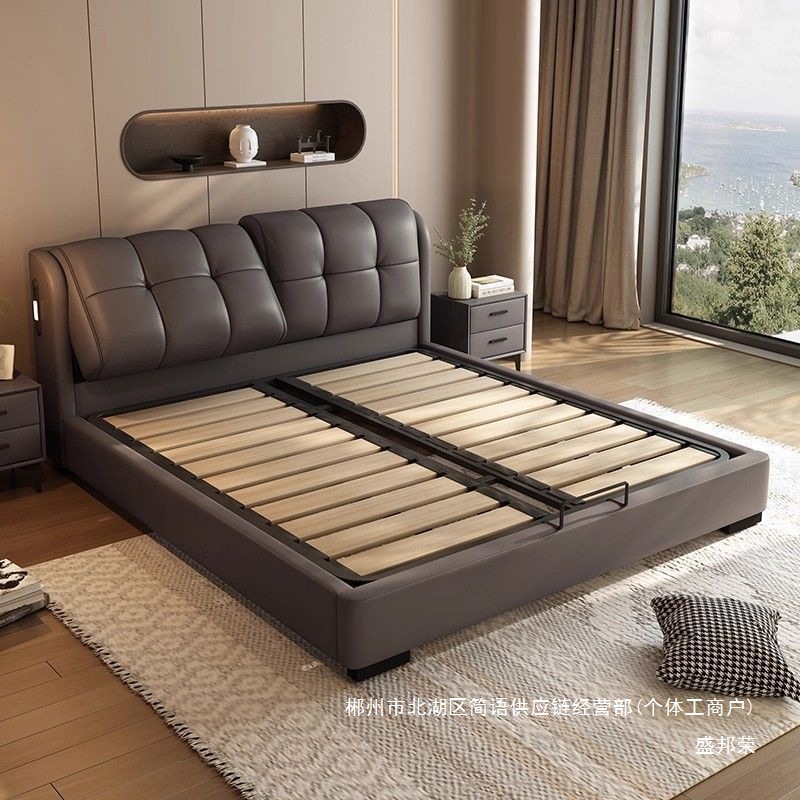 Fábrica directa 2026 cama de madera sólida europea simple ajustable cama de respaldo nueva cama doble cama principal cama casal caja alta