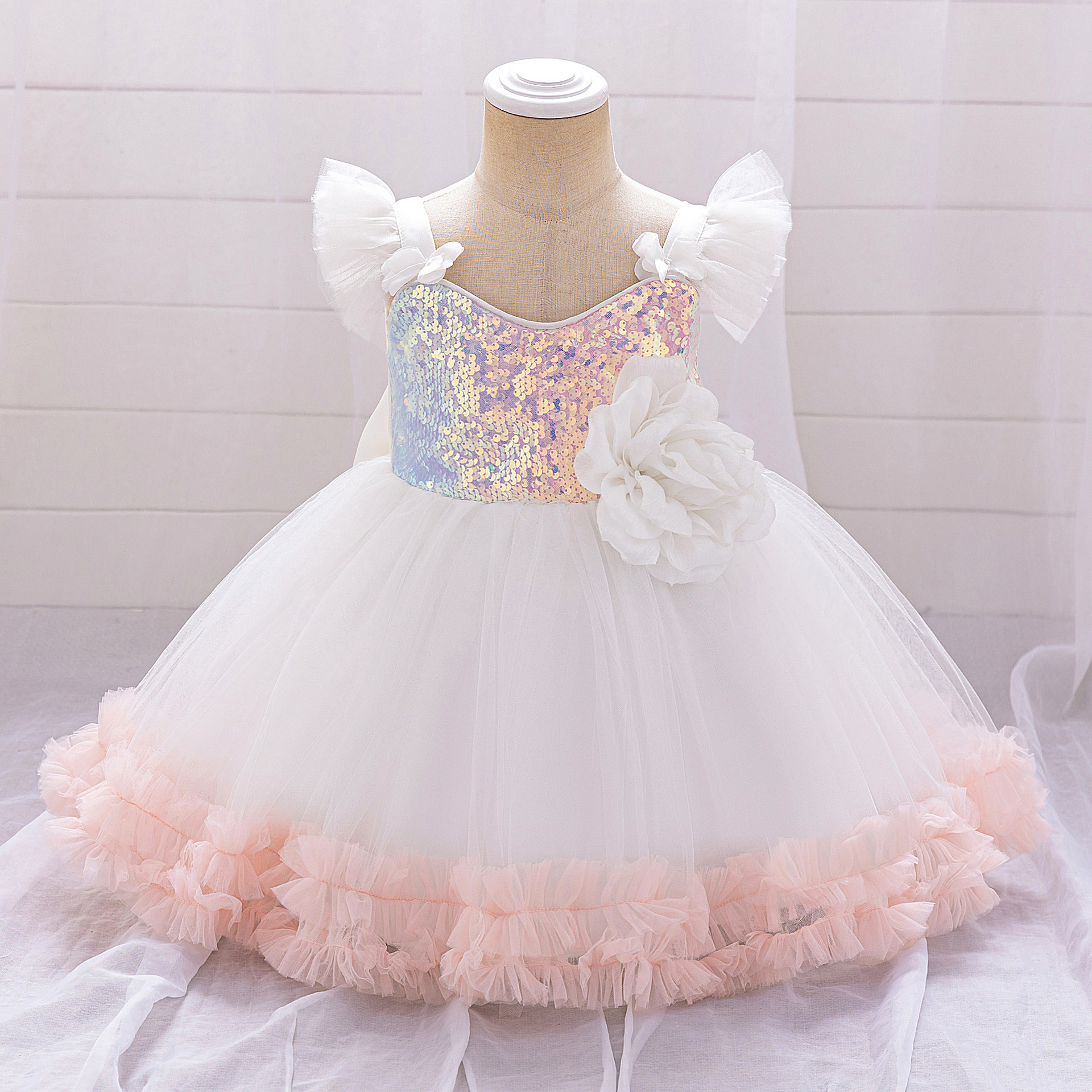 Vestido de princesa para niñas, vestido de novia de flores, vestido de novia de chiquita, vestido de noche para niños, vestido de aniversario para bebés