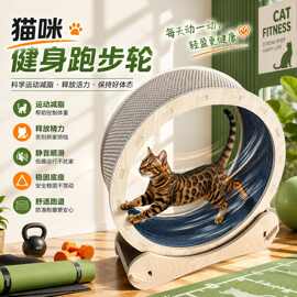 定制猫咪夏天竹编跑步机稳固滚轮猫咪健身运动跑轮宠物大小猫均用