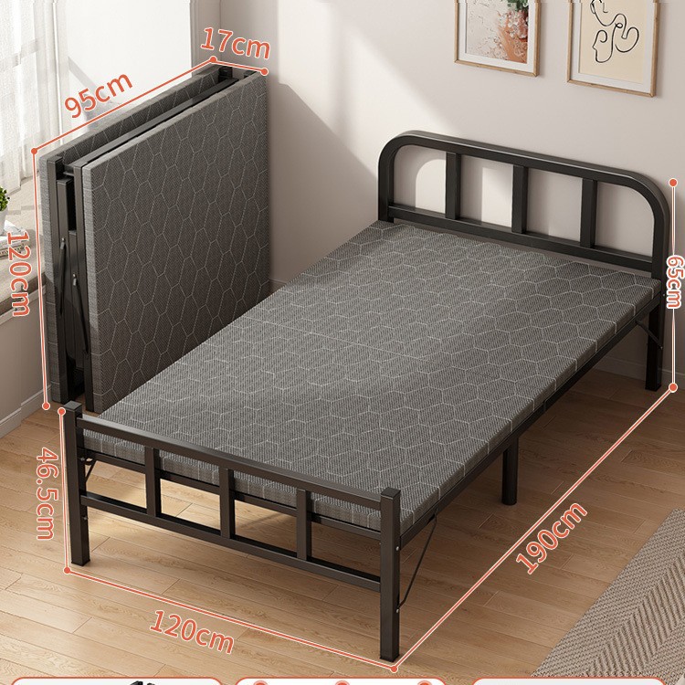 Cama plegable Cama simple para el hogar individual Cama supletoria Cama pequeña para el almuerzo de 1,2 m Cama de hierro dura para adultos
