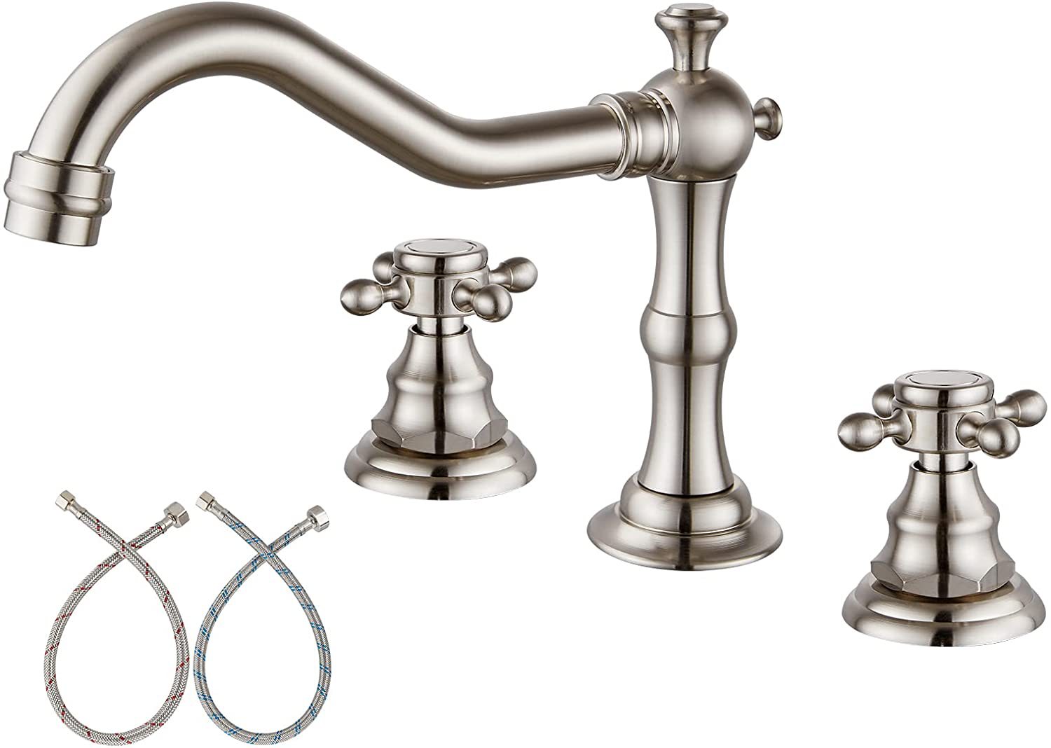 Copper antique bathroom sink bathtub three-piece set, faucet, plum blossom handwheel, three-hole washbasin, ceramic basin, black faucet undefined
