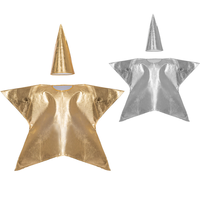 Five-Pointed Star Costume Set for Children with Hooded Star Outfit, Christmas Parent-Child Clothing, Game Costume, Stage Performance Costume