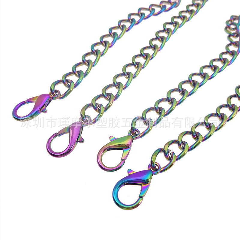 新开发真空电镀七彩色箱包链条高档彩色项链手链饰品配件