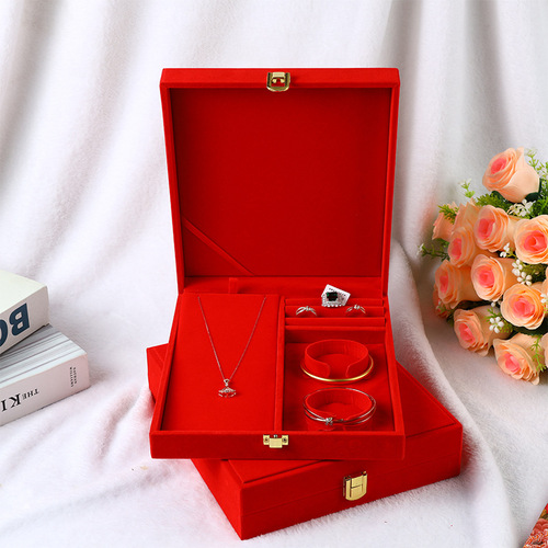 Factory Wholesale High-Quality Red Velvet Lucky Lock Five-Piece Set Bridal Wedding Engagement Jewelry Set Wedding Celebration Gift Box