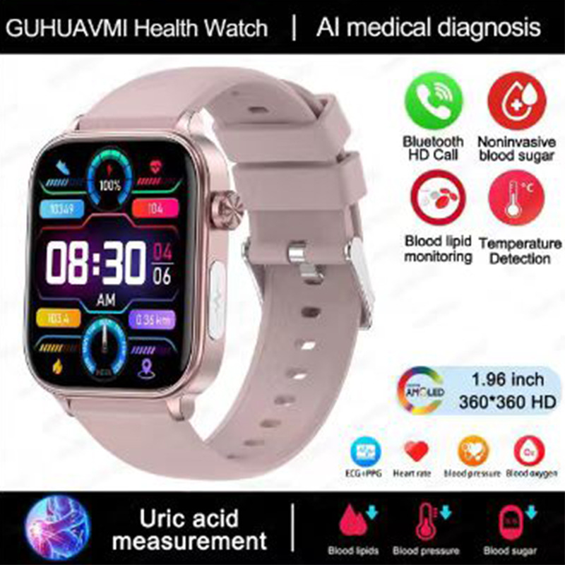New Et570 Smart Watch Bluetooth Call Ecg Electrocardiogram Function Non-Invasive Blood Sugar True Blood Oxygen Smart Bracelet