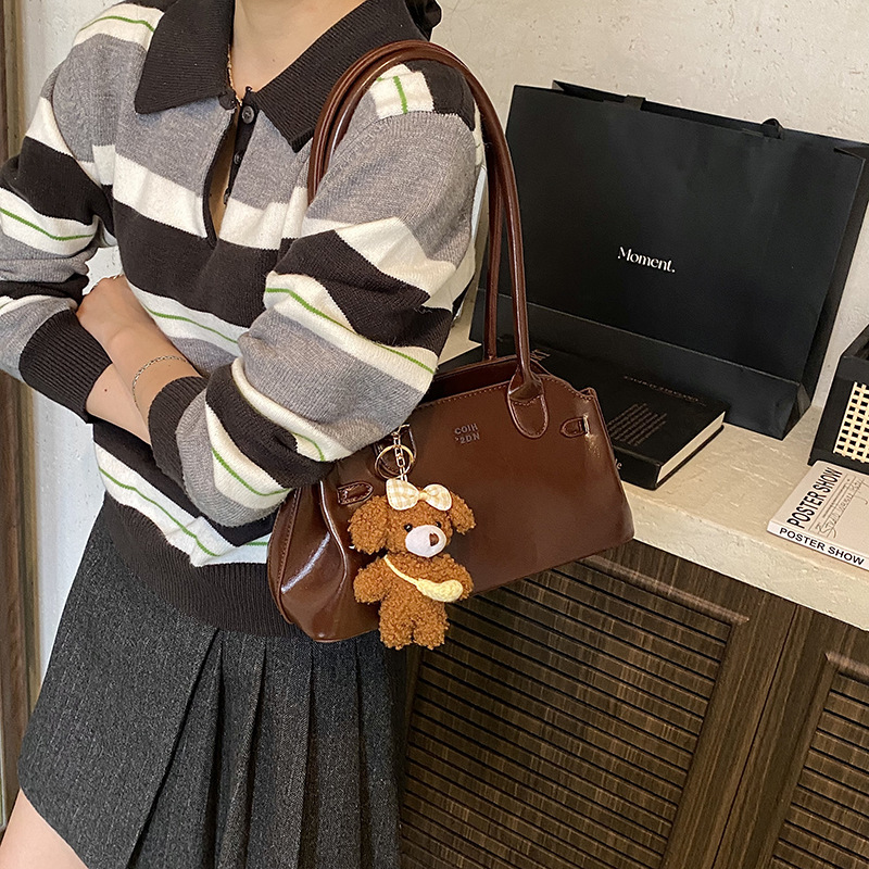 复古油蜡皮小包包女2025新款时尚上班通勤手拎包夏季高级感腋下包|undefined