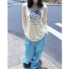 25SS YB开/1折起 小众设计  芮家早秋Kitty联名印花宽松长袖T恤女
