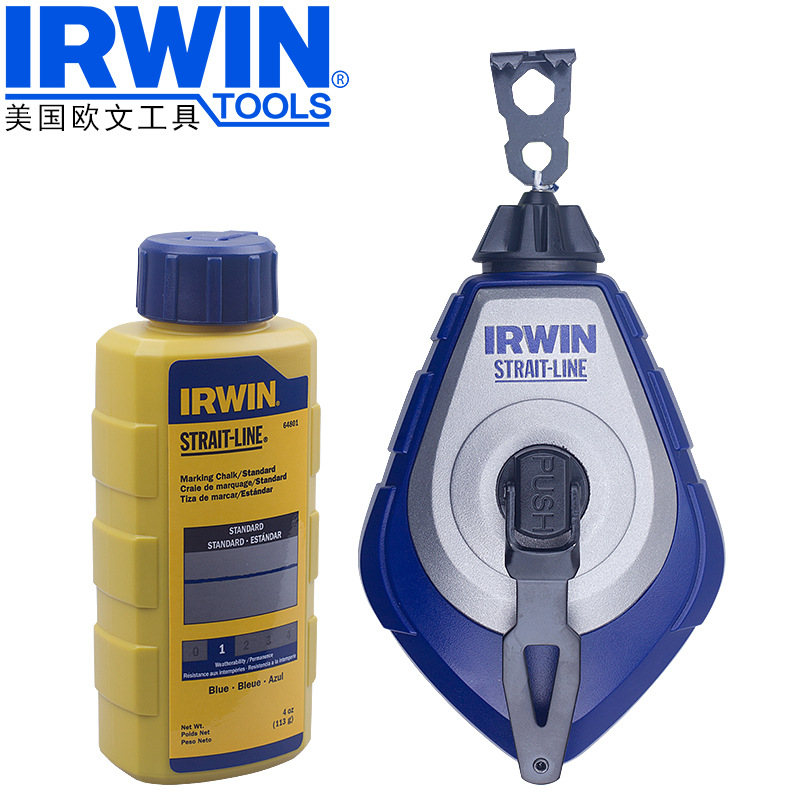 美国欧文工具粉斗划线器墨斗木工石工手动弹线手摇收线器30m