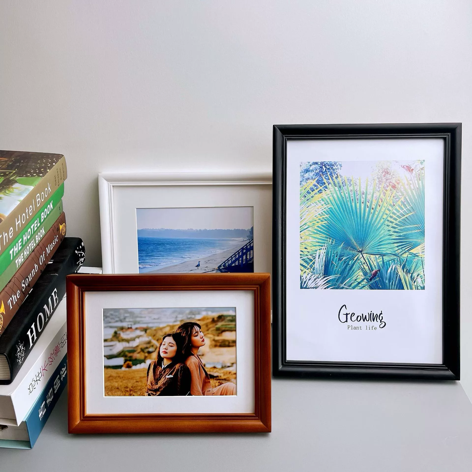 Настенная прямоугольная многоцветная фоторамка из цельного дерева, креативная настенная деревянная изысканная деревянная рамка, монтажная фоторамка