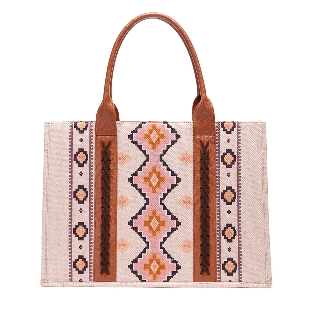 Borsa a mano da donna Borsa a tracolla da donna occidentale stampata in cotone e lino retrò europeo e americano Borsa da donna a tracolla bohémien_voghion.com
