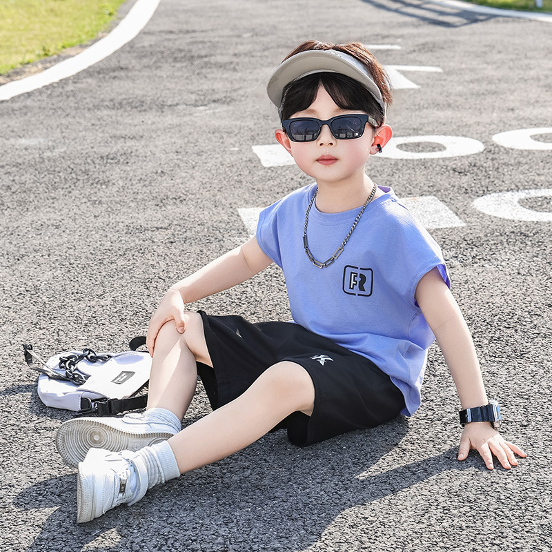 7432 Traje sin mangas para niños 2025 Nuevo estilo Ropa de verano para niños guapos Chaleco fino de verano de dos piezas de verano