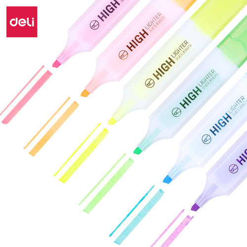 Deli S628 fluorescent marker pen candy-colored student bag of 6 word marker pens