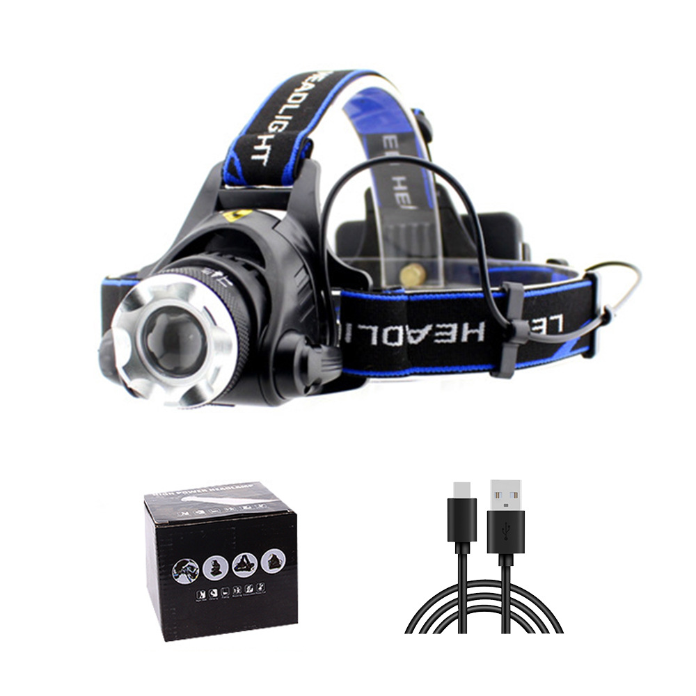 Luz potente, batería de larga duración, sensor, enfoque telescópico, linterna montada en la cabeza, batería de litio recargable por USB, resistente al agua, linterna frontal LED ultrabrillante