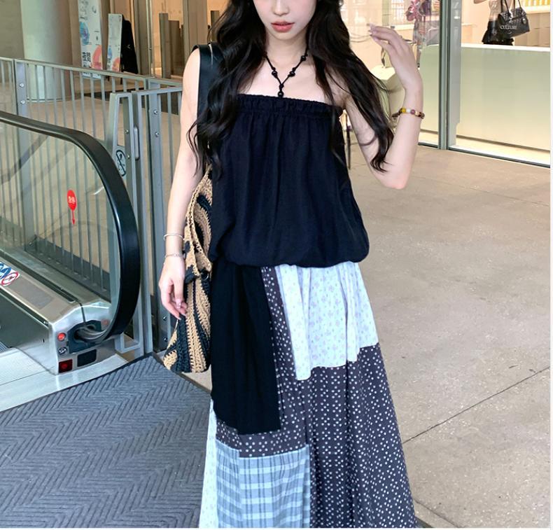 Áo croptop nữ đính cườm cổ yếm, thiết kế dáng nụ hoa ngắn, phong cách Hàn Quốc — màu đen chi tiết 6