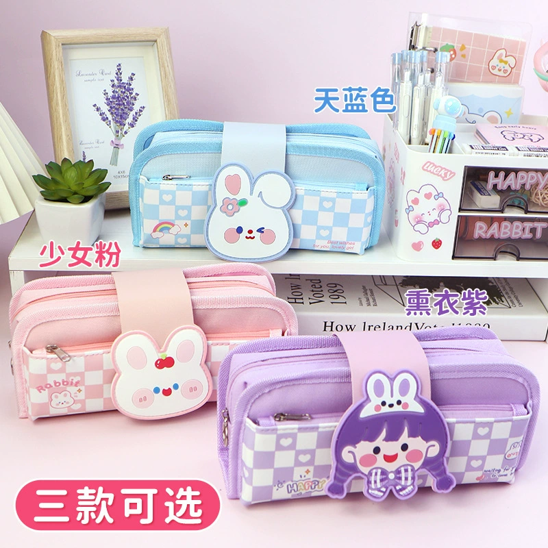 Rabbit, strategy game, chess, cartoon capacious universal pencil case for students