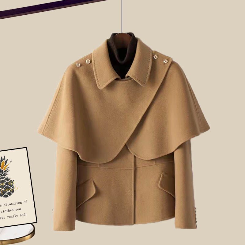 2025 Autumn and Winter New Korean Style Retro Design Splicing Suit Jacket and Bootcut Jeans Fashion Two-Piece Set