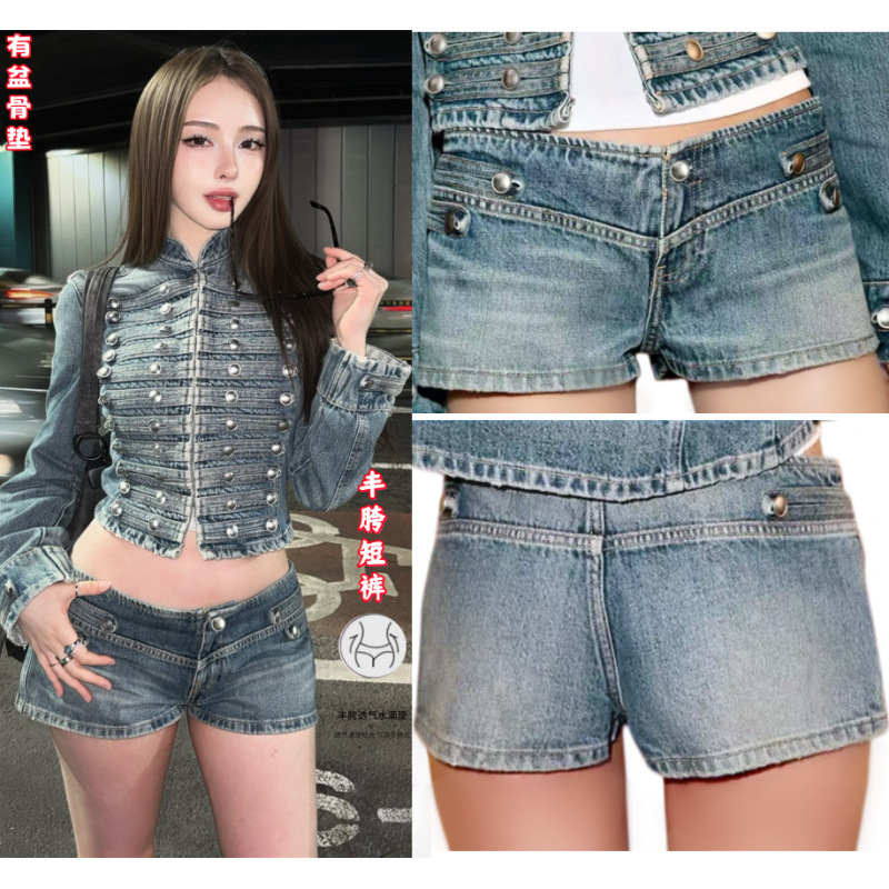 Low-Waisted Mini Denim Shorts for Women, Summer Straight A-Line Hot Pants Low-Waisted Mini Denim Shorts for Women, Summer Straight A-Line Hot Pants
