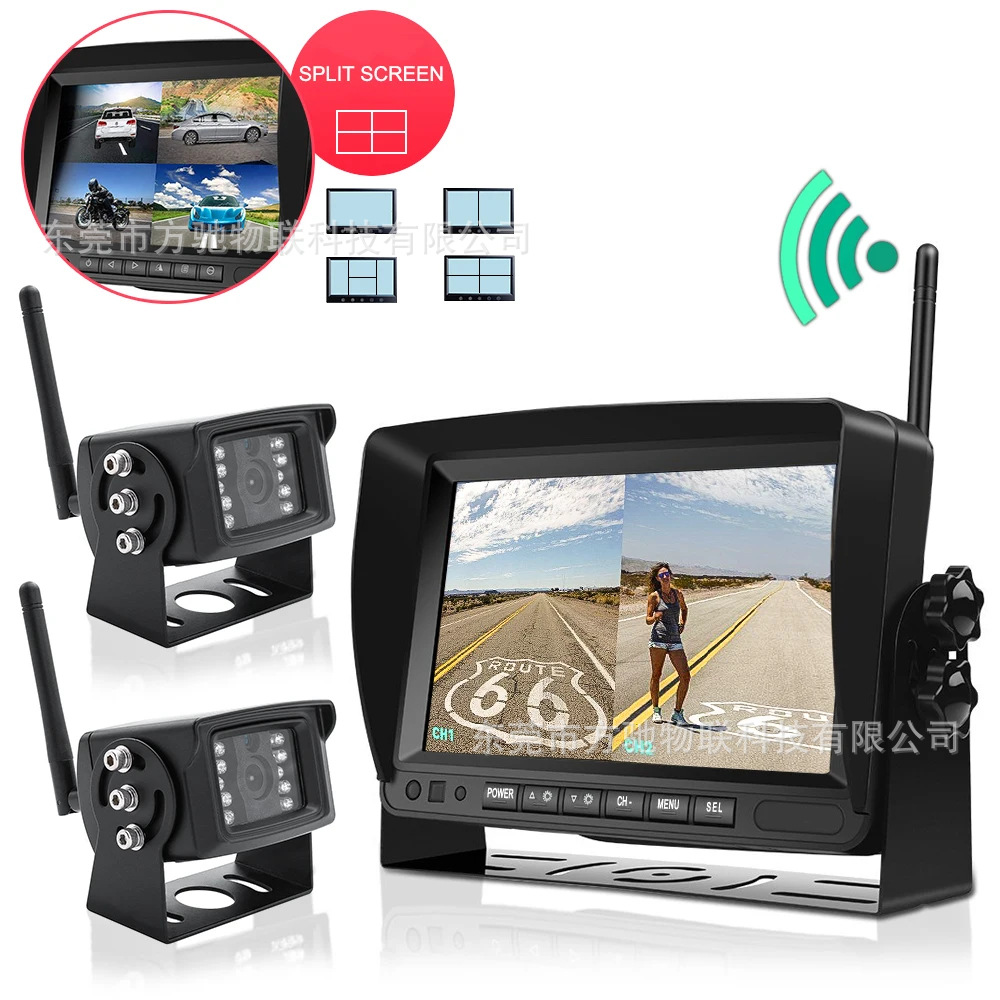 7inch Truck Wireless Recorder Crane Forklift 1080P Reversing Image Wireless Camera Infrared Night Vision 24V