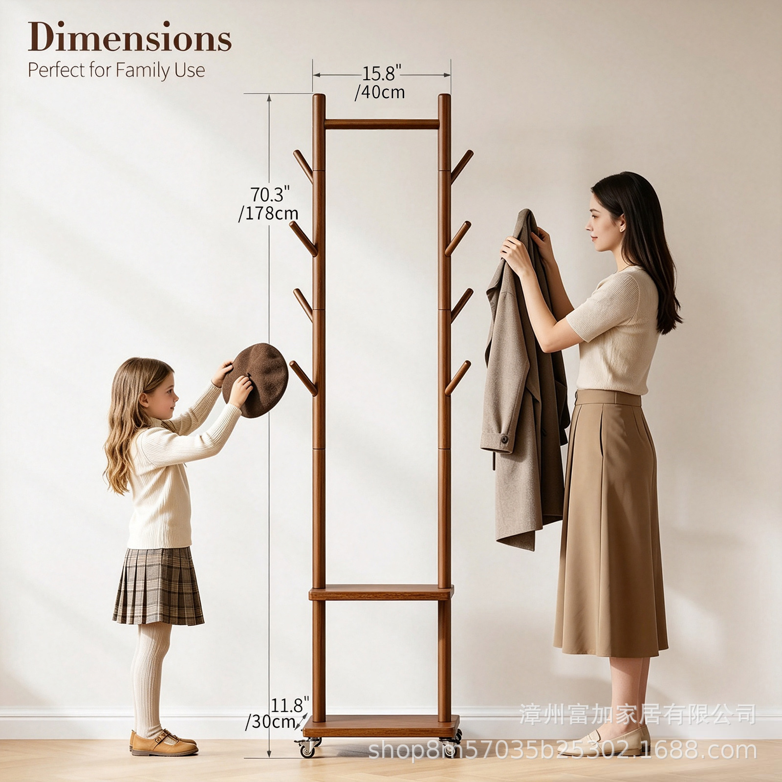 Perchero de madera maciza, de pie, perchero sencillo para el hogar, perchero para bolsos de salón, perchero para ropa de dormitorio. image 33