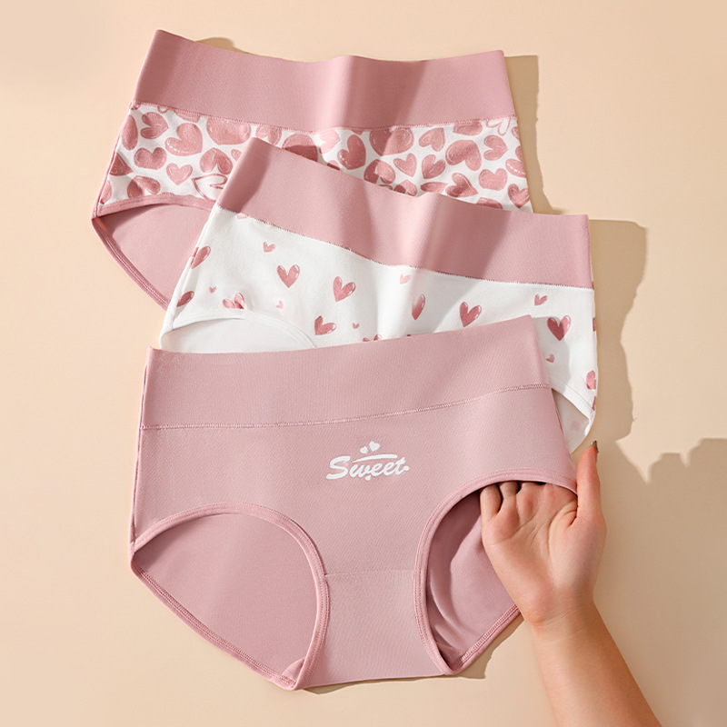 [Price Negotiable for Large Quantities] New High-Waisted Pure Cotton Girls' Cute Underwear for Women Cross-Border Large Size Printed Pure Cotton Women's Underwear
