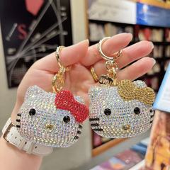外贸热销镶钻凯蒂猫钥匙扣包包挂件跨境汽车钥匙链女生背包小挂饰