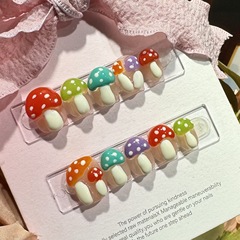 小蘑菇ins可愛立體捏捏重工精緻五彩個性小眾短款純手工穿戴甲